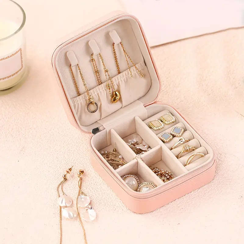 Vintage Leather Jewellery Box - Pink