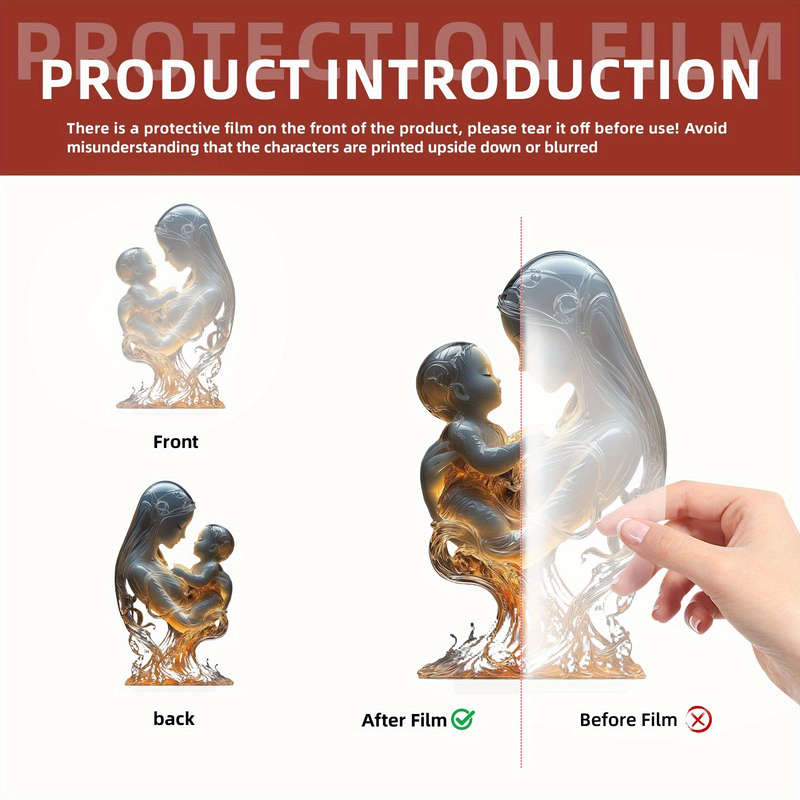 1pc 2D Flat   Acrylic Mother and Youngsters Embrace Desktop Decor Elegant Home Accent with Warm