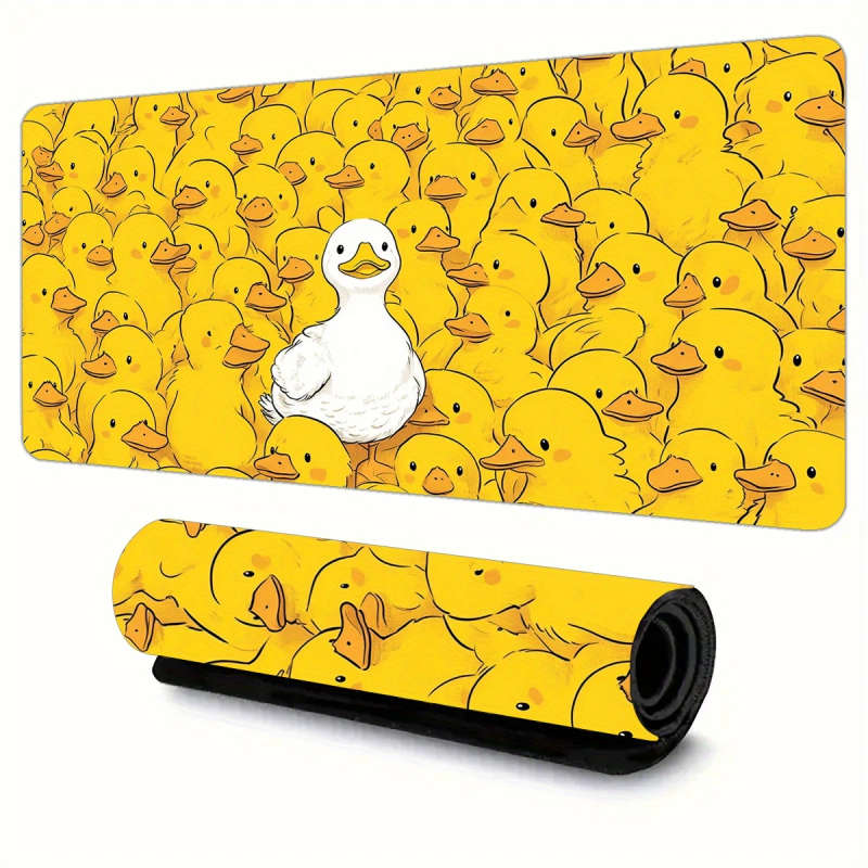1pc 30x80cm Rubber Gaming Mouse Pad Yellow Duck Design Water-resistant Washable