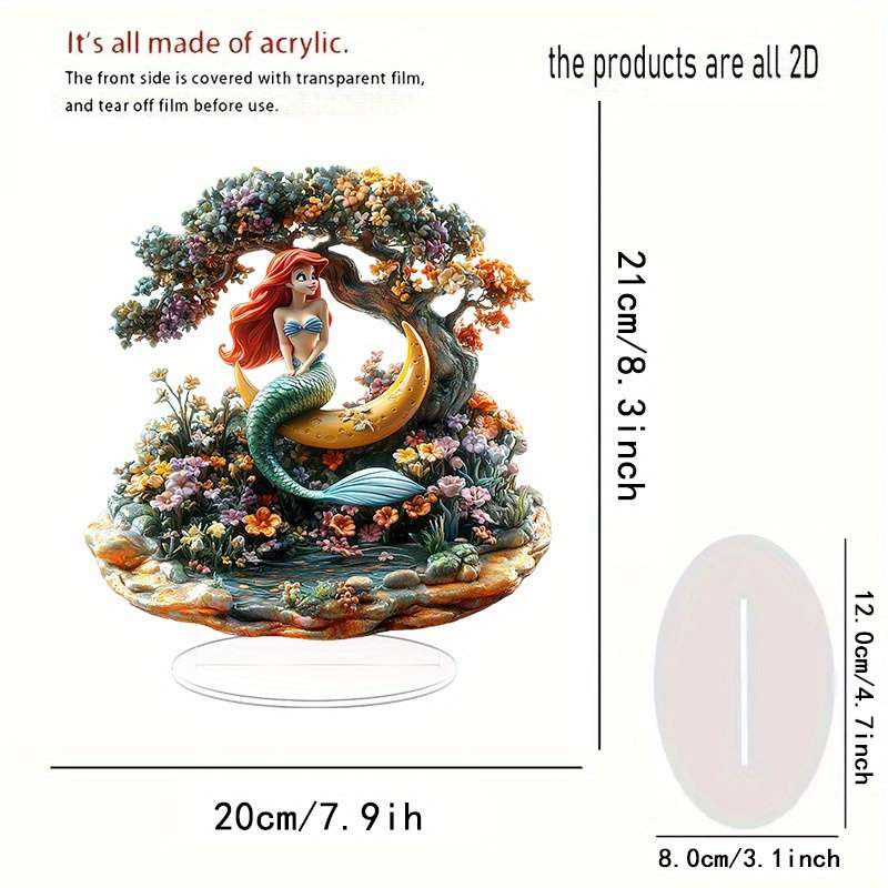 1pc 2D Flat  Disney for Ariel the Little Mermaid Acrylic Standee  Princess Desktop Decor with V