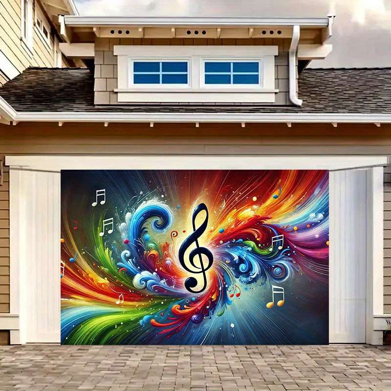 1pc 243.84x182.88cm Vibrant Musical Note Dance Polyester Backdrop Banner Colorful Abstract Design