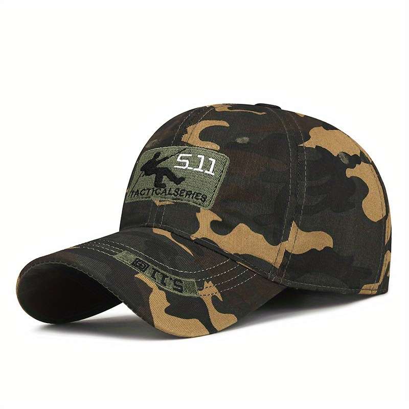 1pc Men's Tactical Camouflage Baseball Cap Adjustable Sunshade Hat with Embroidered "12.98meter D