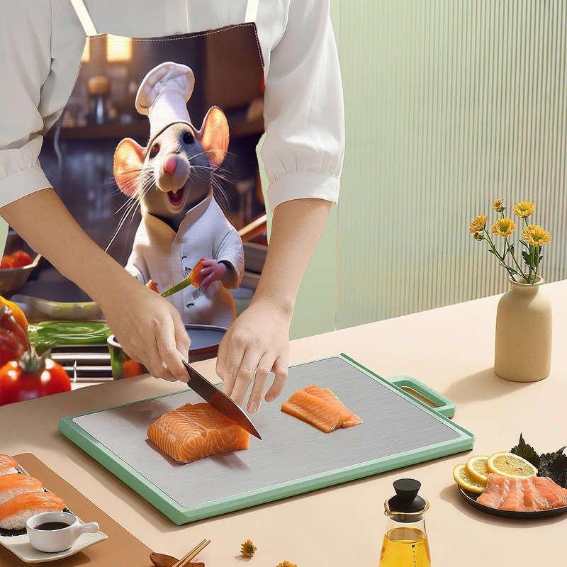 1pc Adjustable Chef Mouse Apron Durable Polyester Kitchen Bib with Cute Cartoon Mouse Cooking