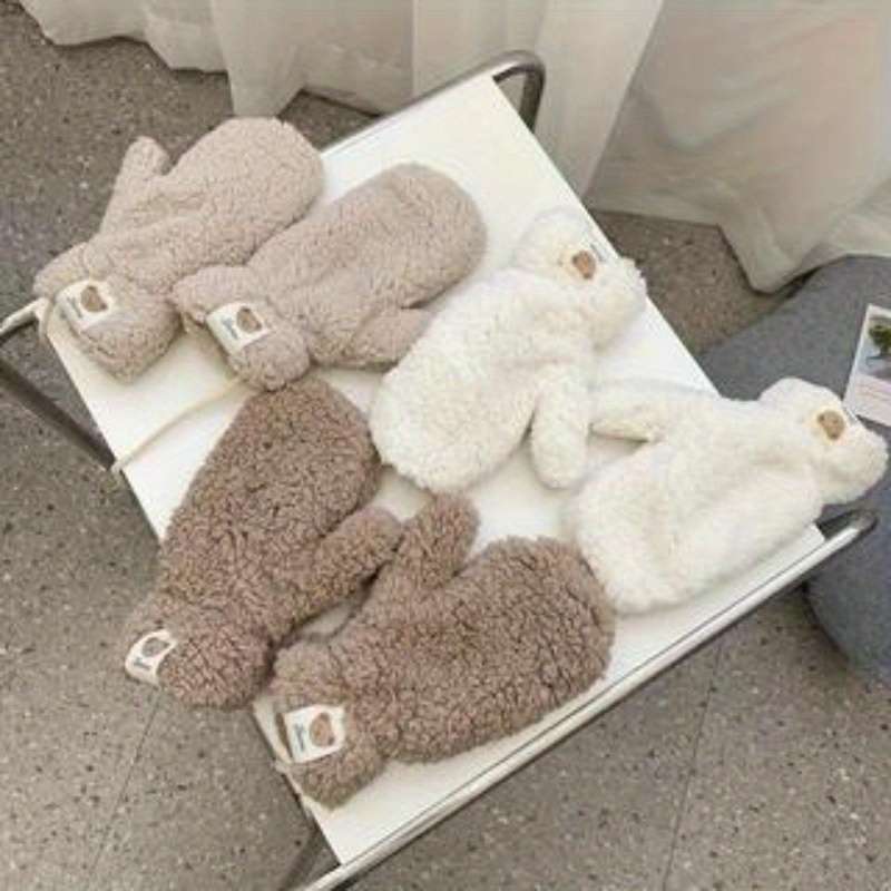 1 Pair Khaki Warm Gloves