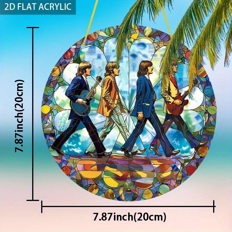 1pc 2D Flat Printing  Abbey Road Beatles Sun Catcher Vibrant 19.99x19.99 cm Window Hanging De