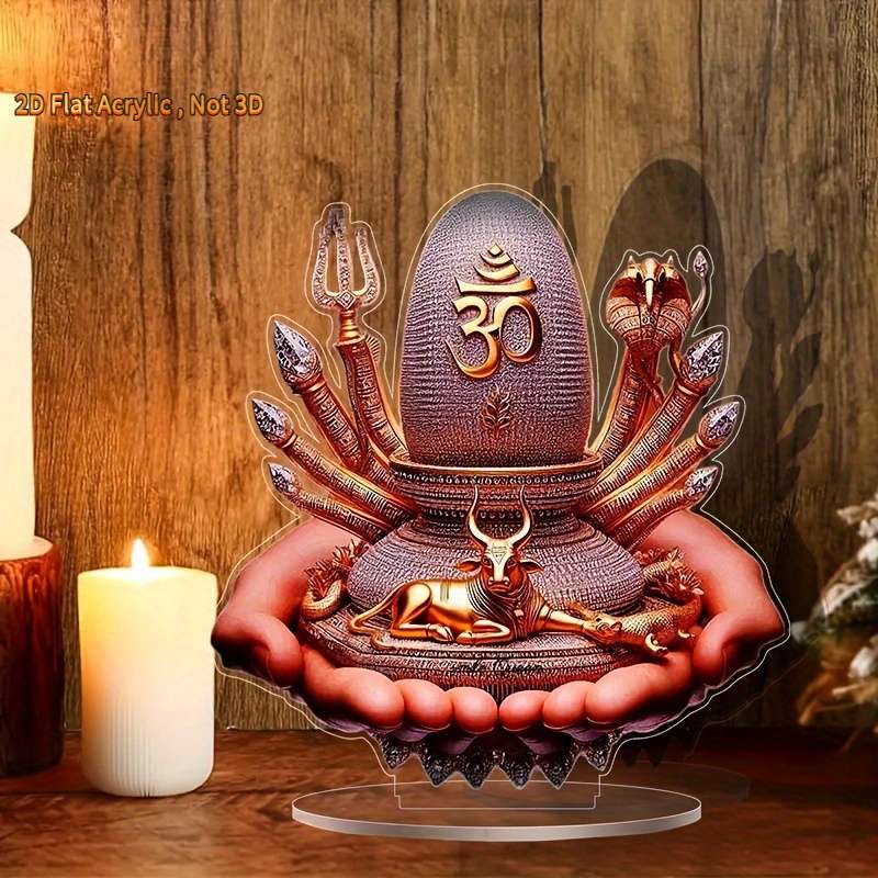 1pc 2D Flat  Room Decoration  Sacred PE Religious Statue with Base Versatile Decorative Artwork