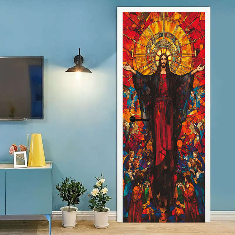 1pc 95.0x209.8cm Jesus Christian Themed Stickers