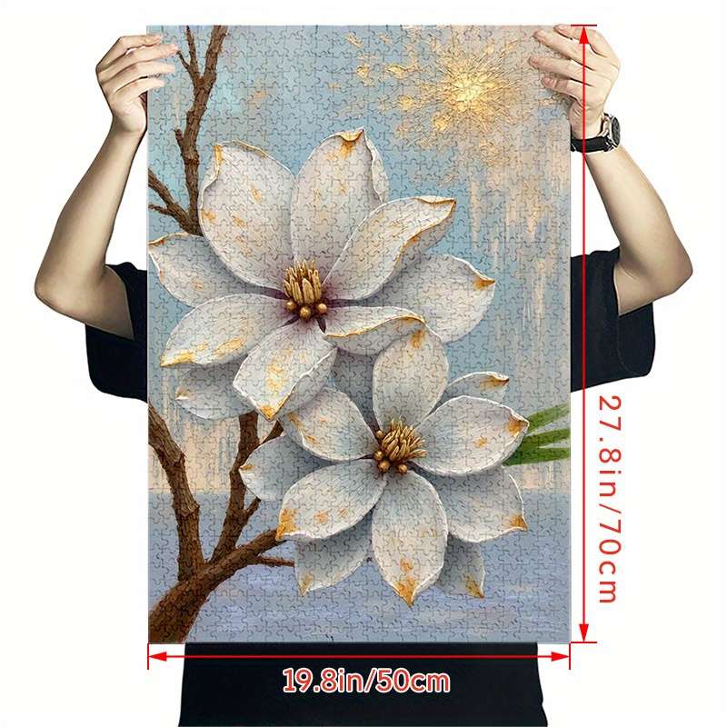 1000pcs Magnolia Flower Puzzle Large Waterproof Scratch-Resistant Paper Jigsaw T