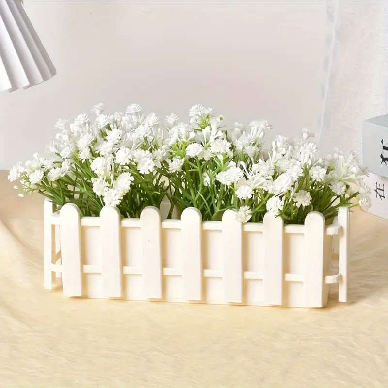 6-Pack White Artificial Fence Flower Pots