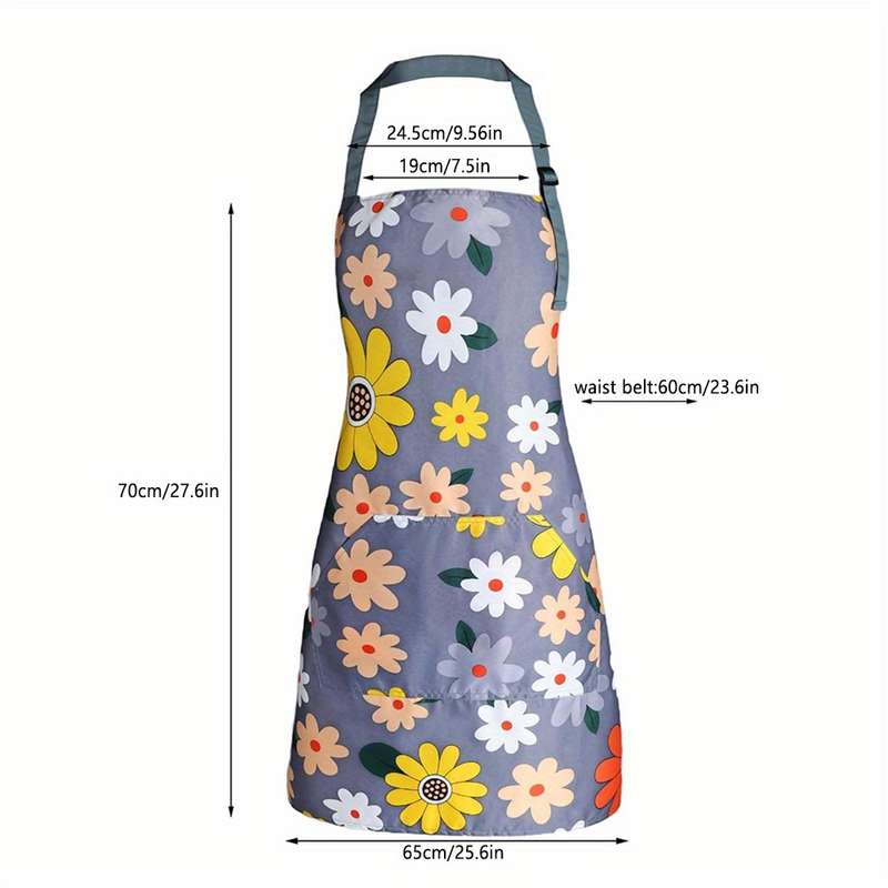 1pc Fashionable Women's floral apron with pockets adjustable perfect for cooking baking garden