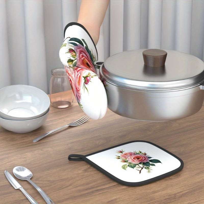 2pcs 26.92x17.02 cm Heat Resistant Oven Mitts And Potholders