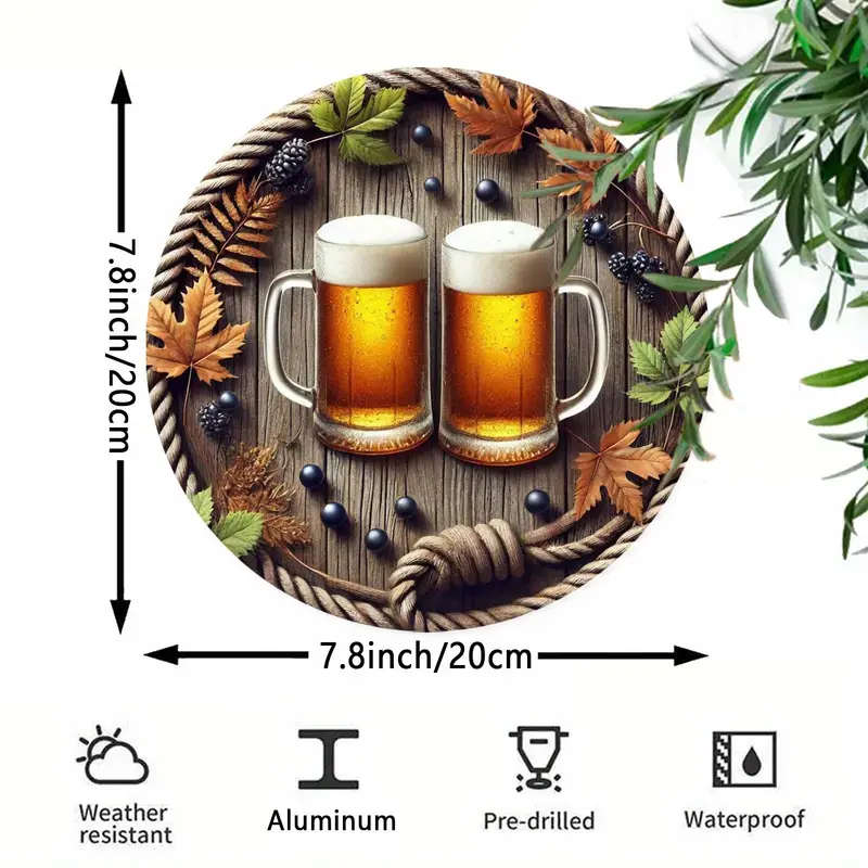 1pc Room Decor Rustic Countryside Aluminum Wall Art Sign 19.81x19.81 cm Vintage Round Plaque for Sea