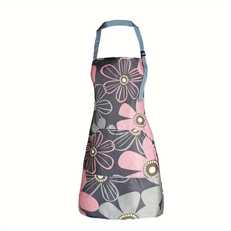 1pc Fashionable Women's floral apron with pockets adjustable perfect for cooking baking garden