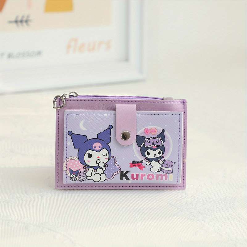 1pc Sanrio Kuromi Multi-Functional Card Holder Coin Purse C Cute Cartoon Design PU Material