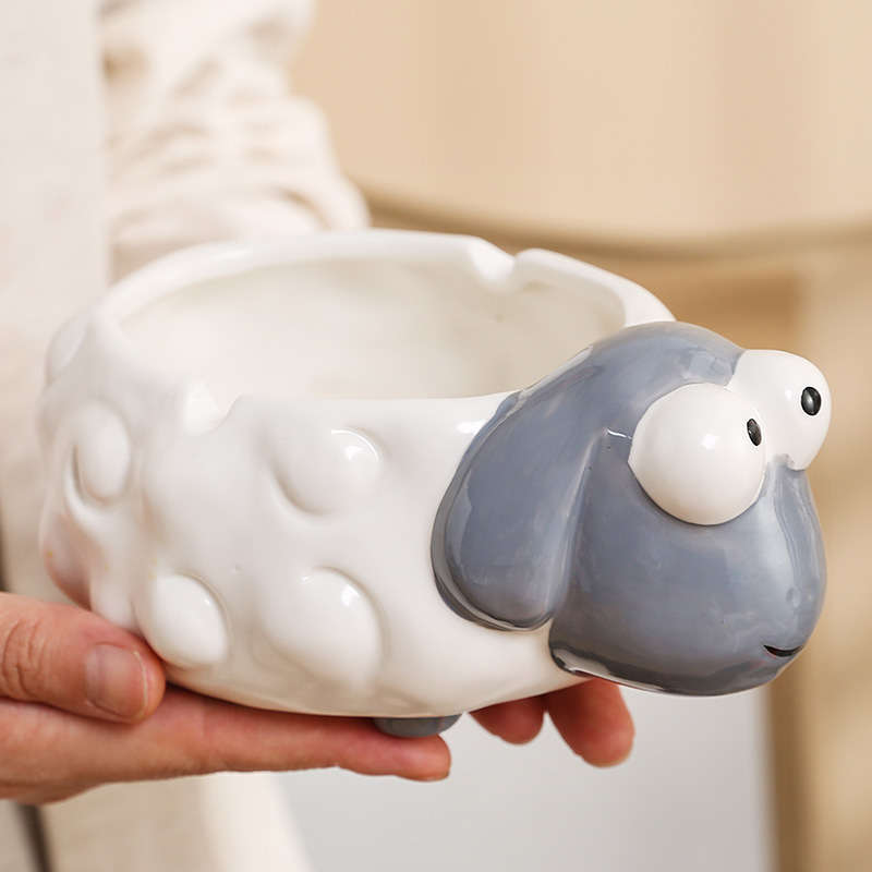1pc Ceramic Lamb Ashtray Cute Cartoon Style Ideal for Home Office Living Room Decor Perfect f