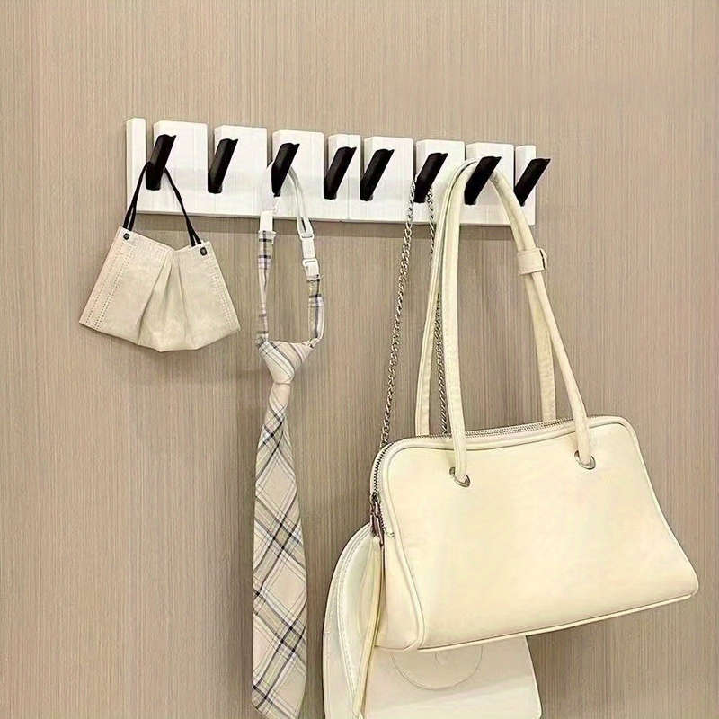1pc Piano Keyboard Design Wall-Mounted Hook Rack Durable Plastic Easy Installation Multi-Function