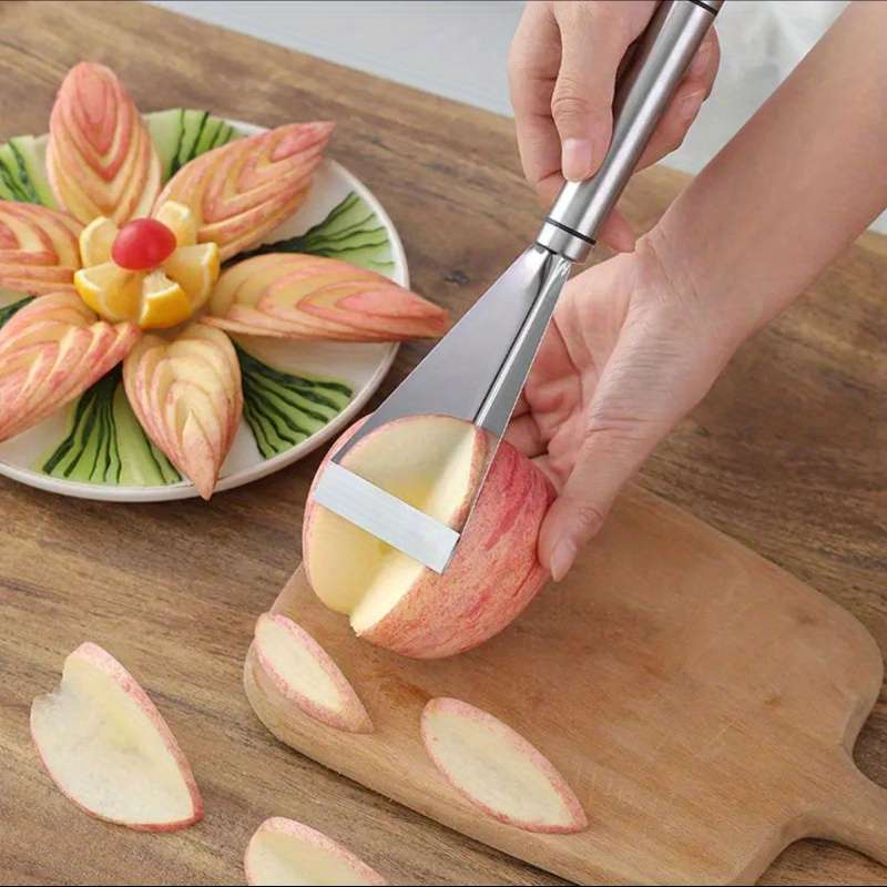 1pc Creative Stainless Steel Fruit Carving Knife Intricate Flower Design Slicing Peeling Tool