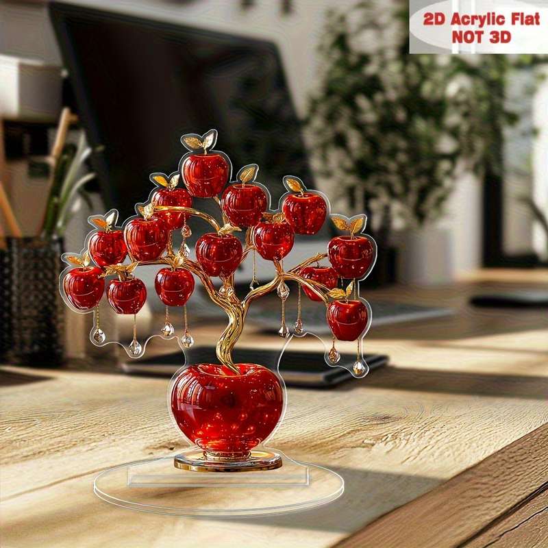 1pc 2D Flat  Cute  Acrylic Apple Tree Desktop Decoration Amazing Collectible Perfect for R