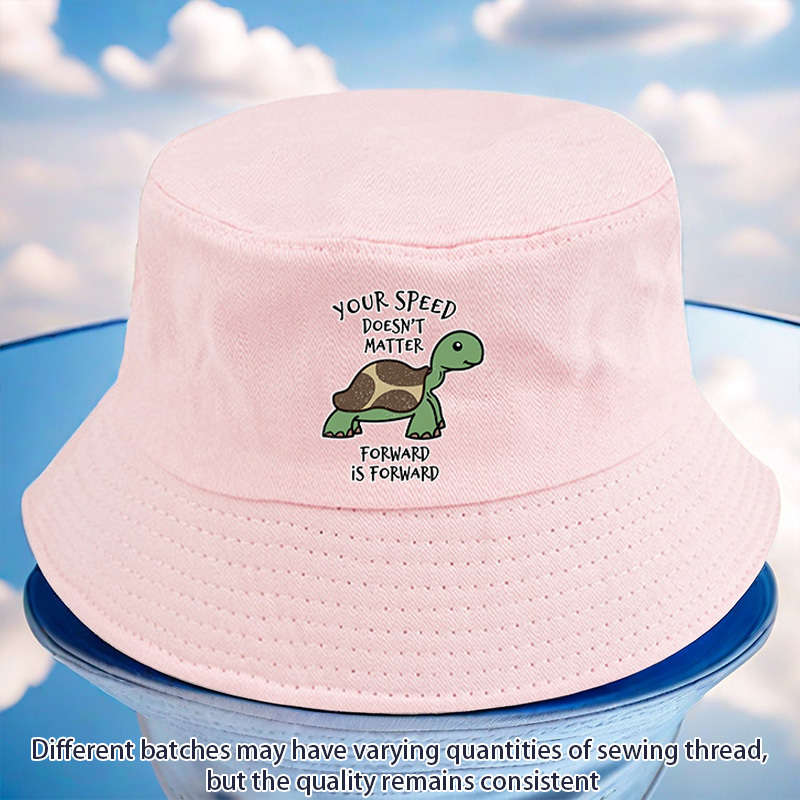 1pc YFM Turtle Print Bucket Hat Lightweight Polyester Fisherman Cap with Toggle Closure Machi