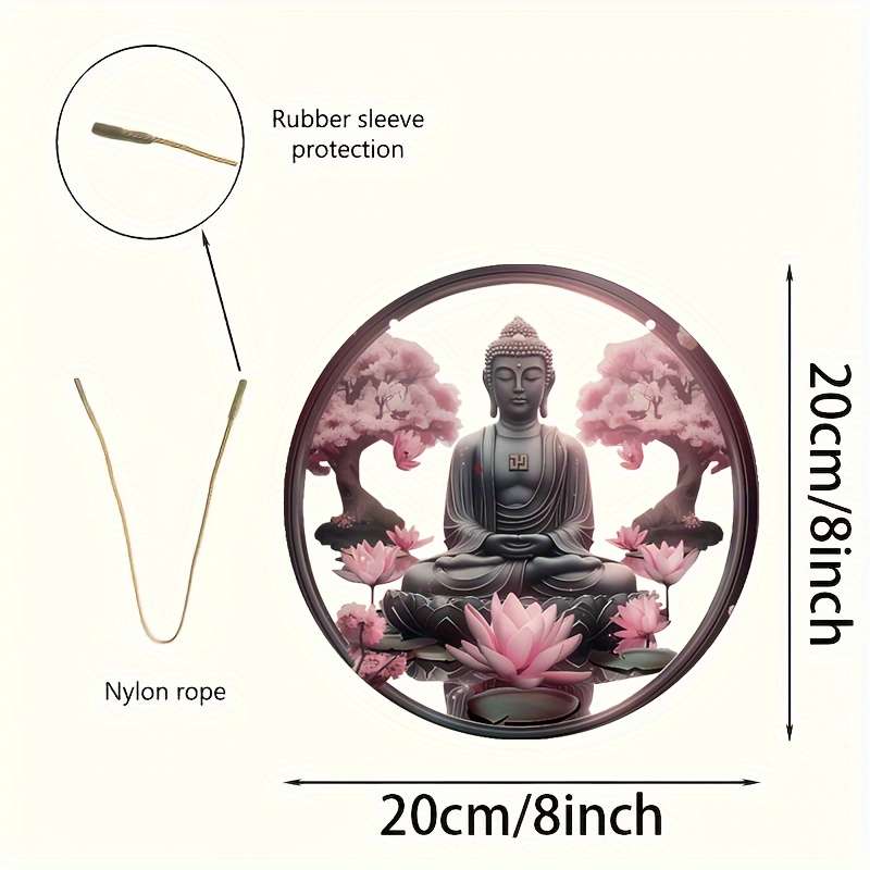 1pc 2D Flat   Classic Acrylic Buddha Wall Hanging Decorative Plaque with Pink for Lotus Sakur
