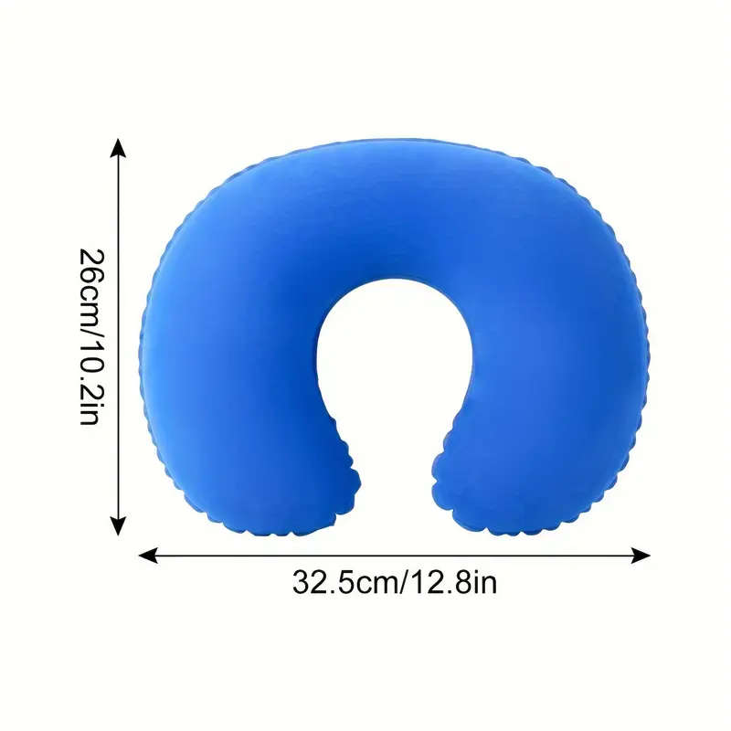 1pc Inflatable U-Shaped Neck Pillow PVC Flocking Ergonomic Design for Comfort Lightweight for Campin