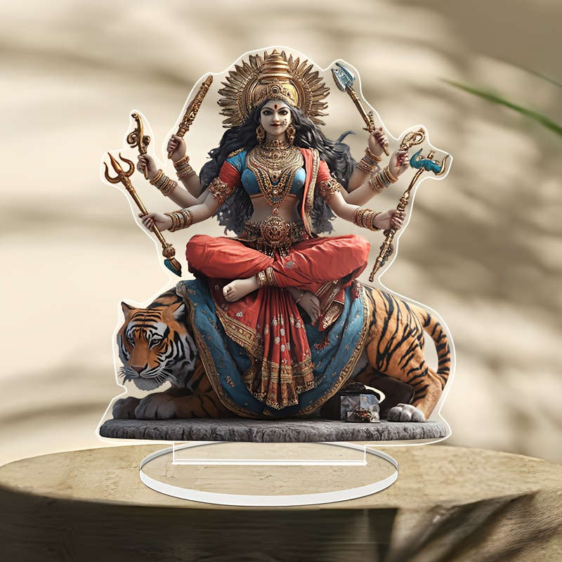 1pc 2D Flat   Vibrant Durga Acrylic Table Decoration 16.0cm x 18.03cm Colorful Designed Exqu