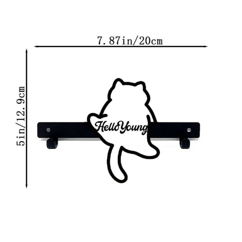 1pc HelloYoung Contemporary Metal Leaping Cat Key Holder with Anti-Slip Wall Mounted Hooks for Coats