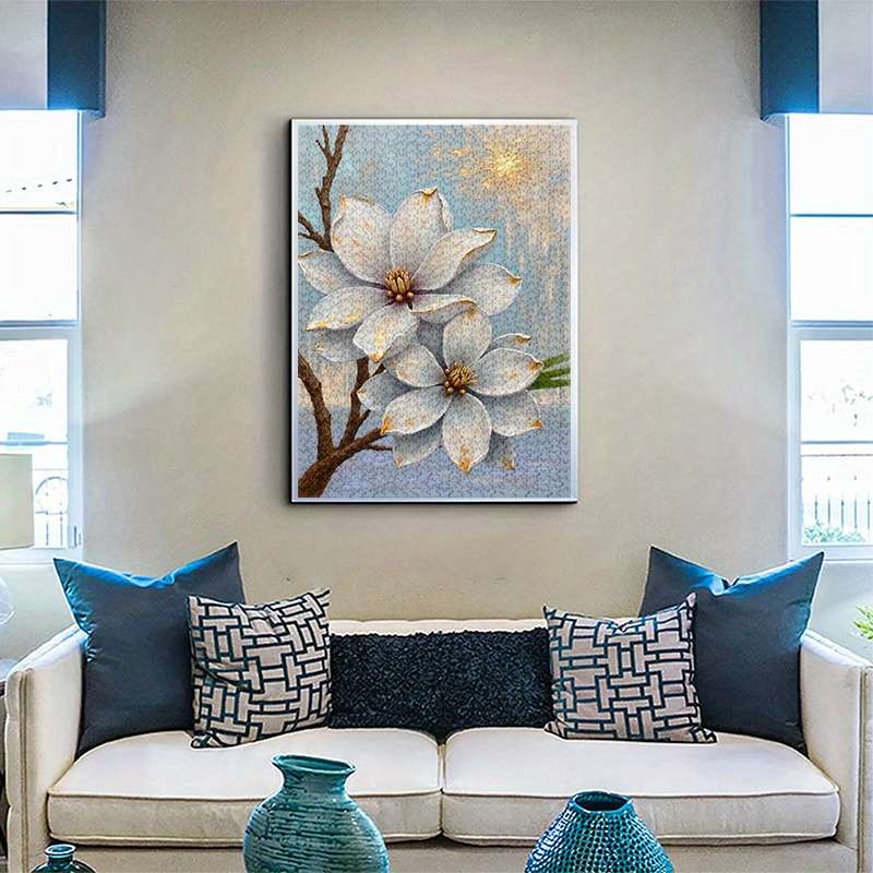 1000pcs Magnolia Flower Puzzle Large Waterproof Scratch-Resistant Paper Jigsaw T