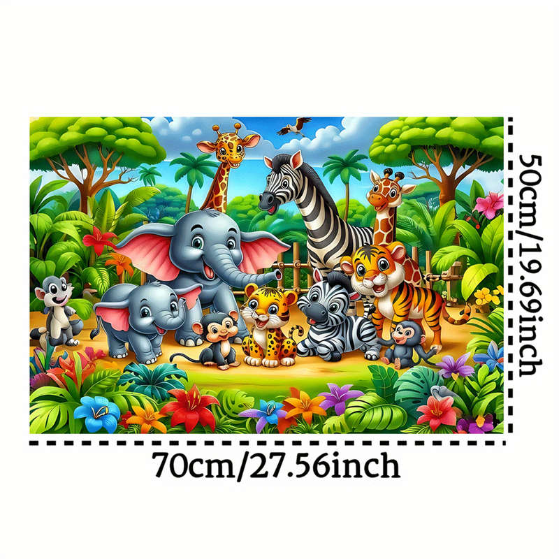1000pcs Jigsaw Puzzle Jungle Scene with Giraffes Elephants Zebras Vibrant Mixe
