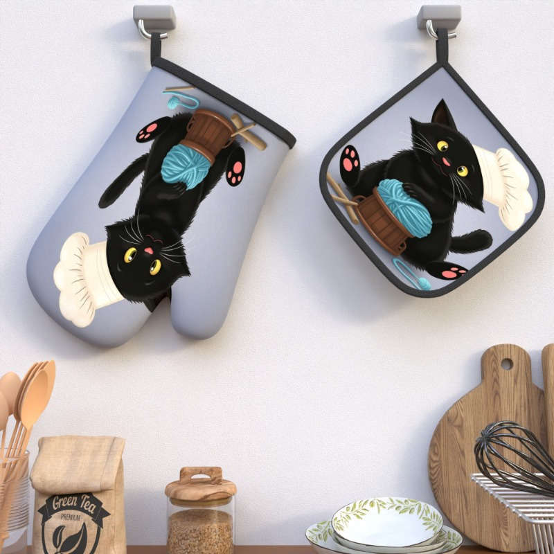 2pcs 26.92x17.02 cm Heat Resistant Oven Mitts And Potholders