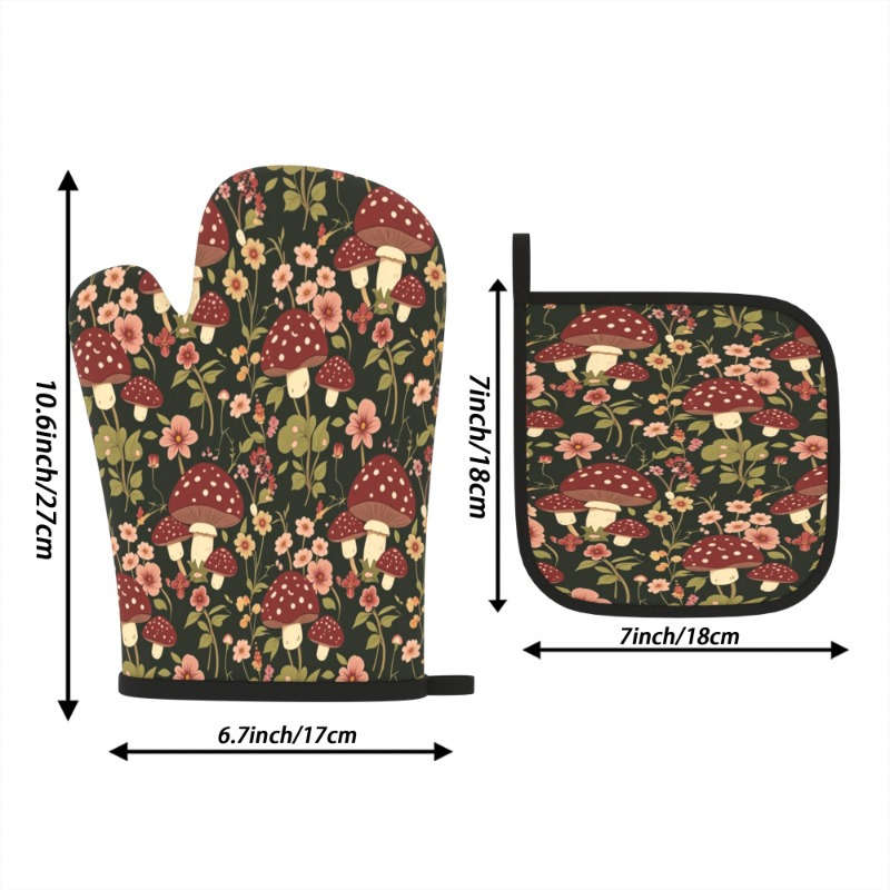 2pcs 26.92x17.02 cm Heat Resistant Oven Mitts And Potholders