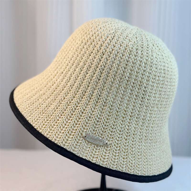 1pc New Japanese Style Men's and Women's Spring Summer Simple Color-Blocking Edge Trim Bucket Hat C