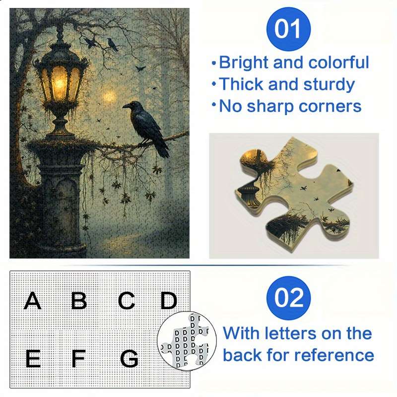 1000pcs Raven Lantern Paper Puzzle Large Adult Jigsaw Toy with Waterproof Scrat