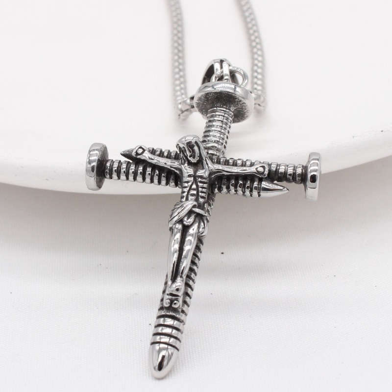 1 Piece Cross Charm Add Pearl Chain Jesus Theme Pendant