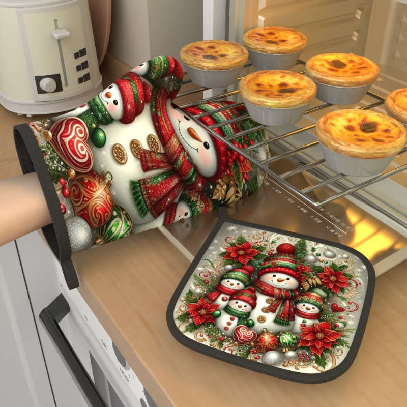 2pcs Heat Resistant Oven Mitts And Potholders