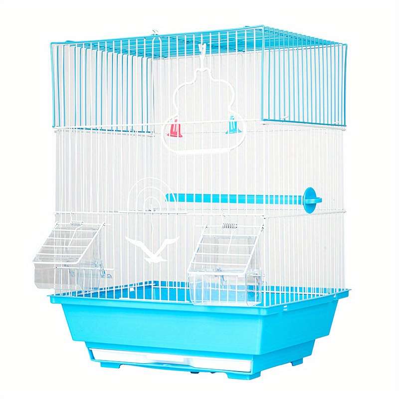 1pc White 1-tier 2-row bird cage with pulleys Pet Cage
