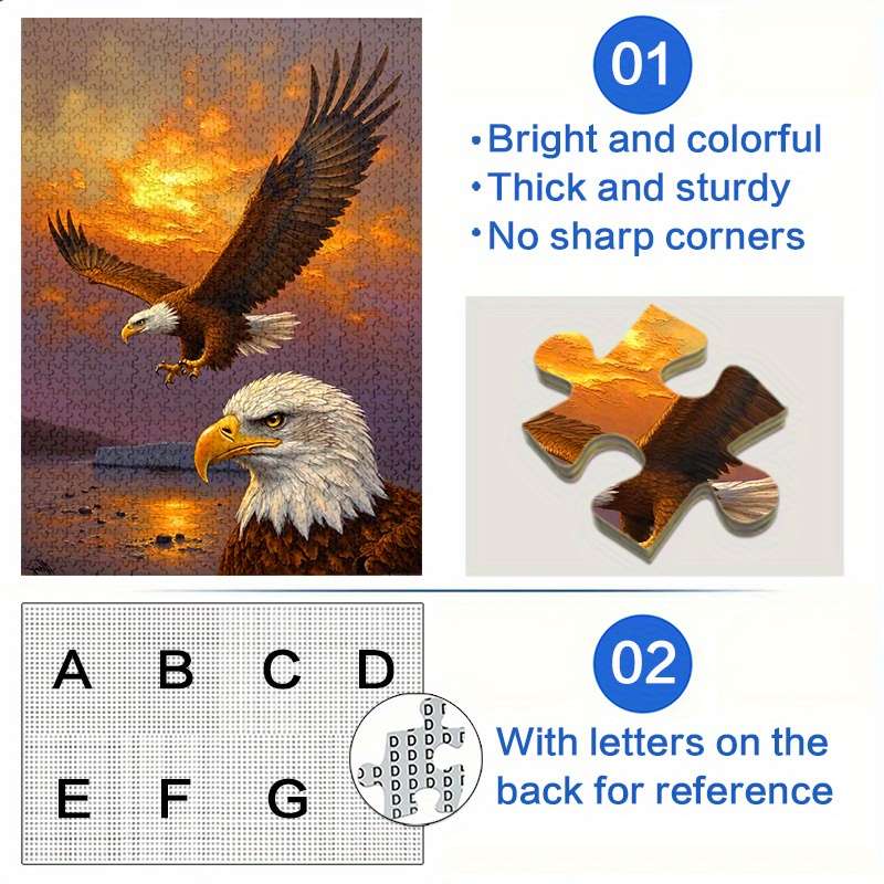 1000pcs Majestic Eagle Sunset Jigsaw Puzzle Scratch Water Resistant Advanced DIY