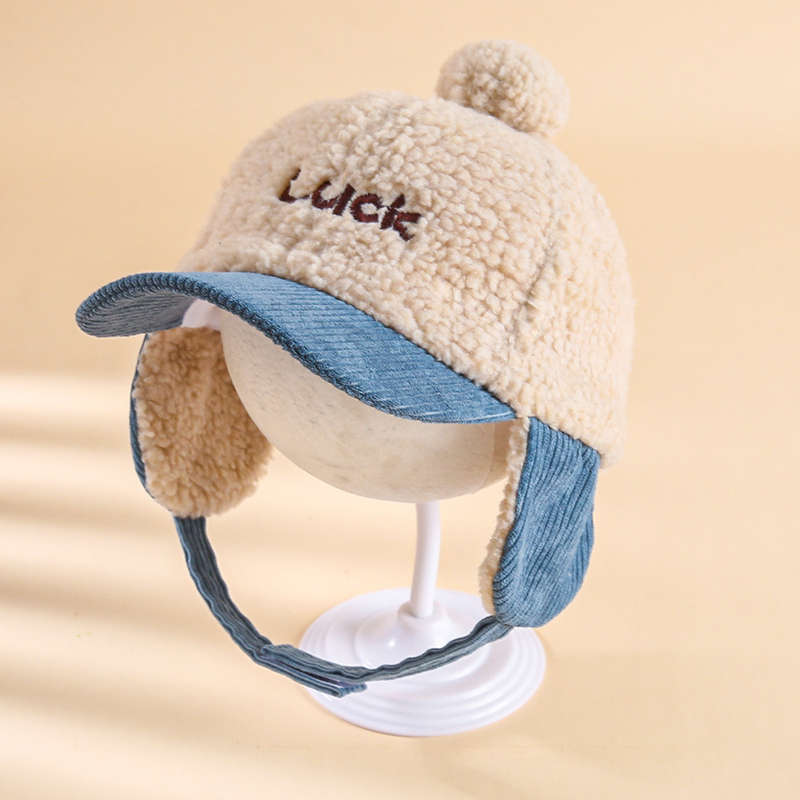 1pc Unisex Winter Warm Fleece-Lined Baseball Cap Cartoon Themed Ear Warmer Knit Polyester Fabric