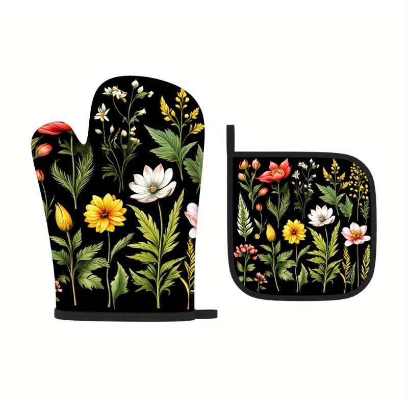 2pcs 26.92x17.02 cm Heat Resistant Oven Mitts And Potholders
