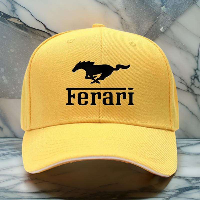 1pc Black Ferari Logo Golf Hip Hop Hat Adjustable Lightweight Breathable Sun Protection fo