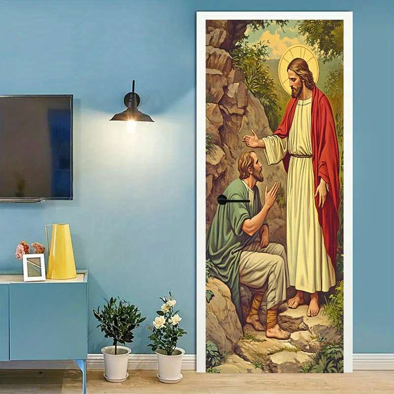 1pc 95.0x214.88cm Jesus Christian Themed Stickers