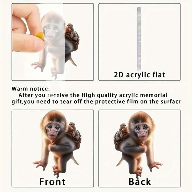 1pc 2D Flat  Keychain Keychain Retro  Charming Walking Monkey Key And Decorative Accessories