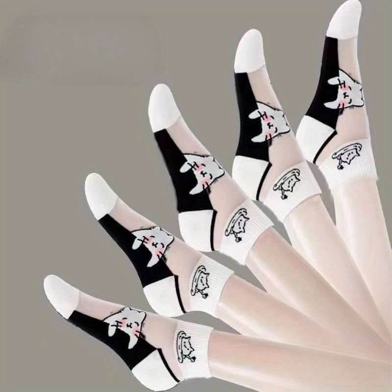 5 Pairs Mixed Color One Size High Elastic Socks