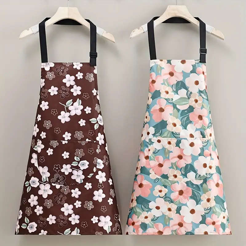 1pc Chic Waterproof Oil-Resistant Kitchen Apron for Women Durable Perfect for Cooking Bak