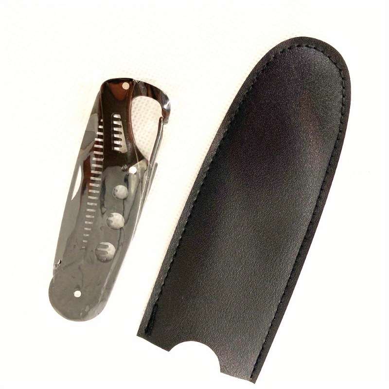1pc Stainless Steel Folding Beard Comb and Knife Set Durable Pocket-Sized Men'S Groomi