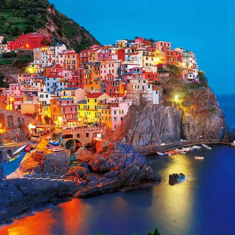 1000pcs Cinque Terra Night View Jigsaw Puzzle Manarola Italy 1.8mm Thick Paper Pi