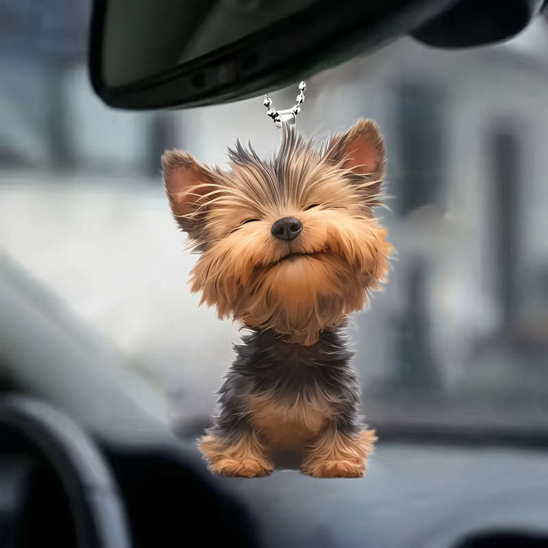 1pc 2D Flat  A Yorkshire Terrier Ornament Versatile Hanging Decor for Car Backpack Keychain Id