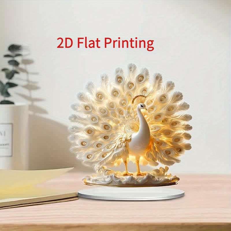 1pc 2D Flat   Elegant White Parrot Acrylic Decor with Bohemian Style Base Ideal for Home Off