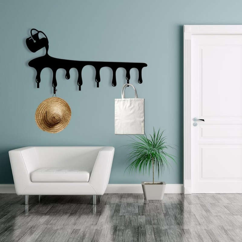 Casual Style Metal Wall Coat Rack Easy Install Flowing Drip Key Holder Modern Entryway Rack Organi