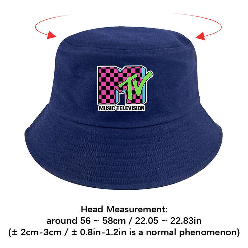 1pc MTV Logo Print Bucket Hat Vibrant Yellow Lightweight Polyester Machine Washable Ideal for
